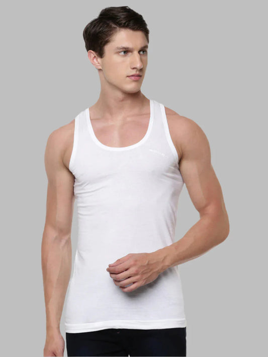 Ramraj Men's 100 % Combed Cotton White Vest RN Romex 2 Piece Value Pack