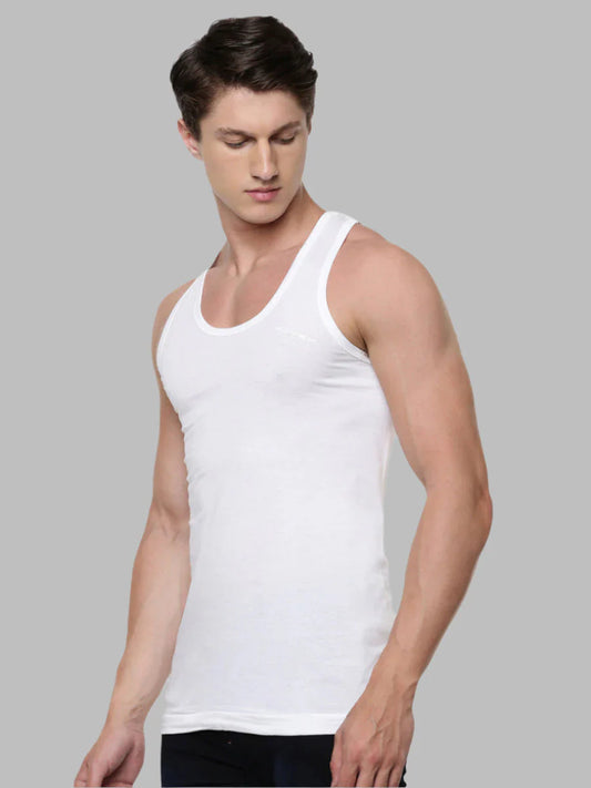 Ramraj Men's 100 % Combed Cotton White Vest RN Romex 2 Piece Value Pack