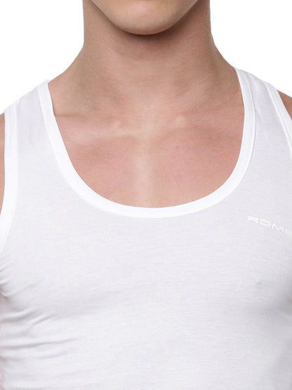 Ramraj Men's 100 % Combed Cotton White Vest RN Romex 2 Piece Value Pack