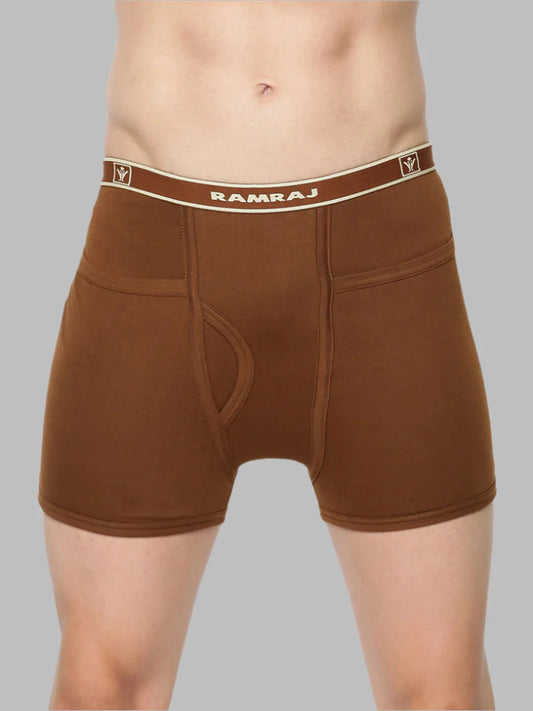 Ramraj Men's 100% Combed Cotton Assorted Colour Pocket Trunk Softex (Pack of 2)