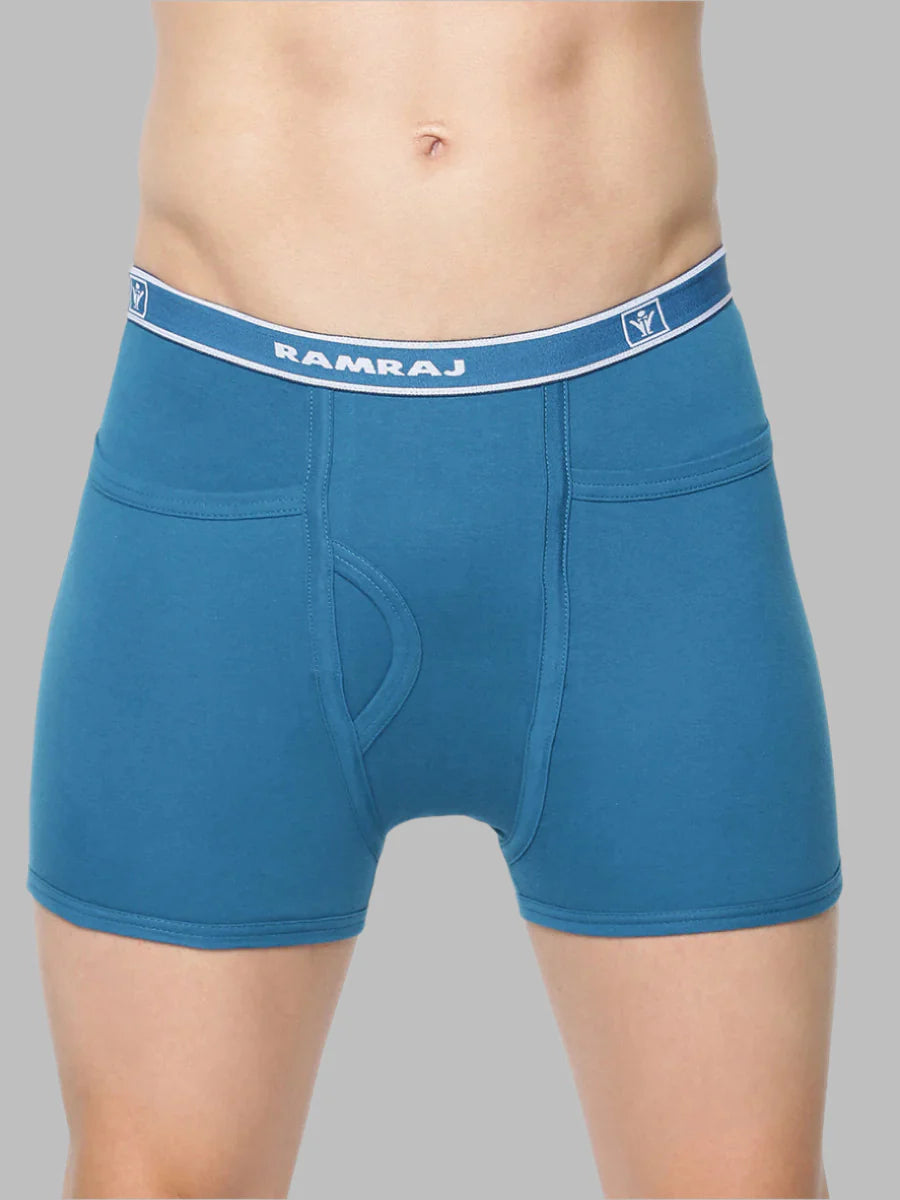 Ramraj Men's 100% Combed Cotton Assorted Colour Pocket Trunk Softex (Pack of 2)