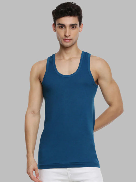 Men 100% Combed Cotton Assorted Colour Vest RN Sukra (Pack of 2)