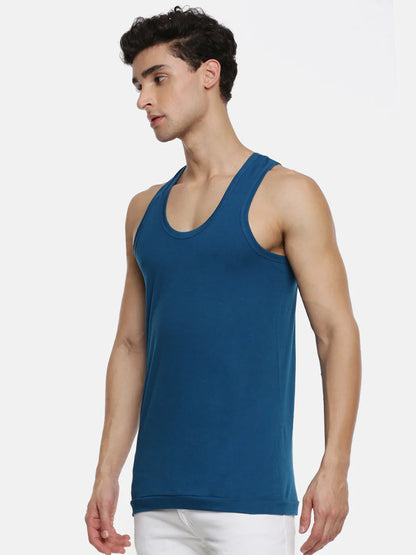 Men 100% Combed Cotton Assorted Colour Vest RN Sukra (Pack of 2)