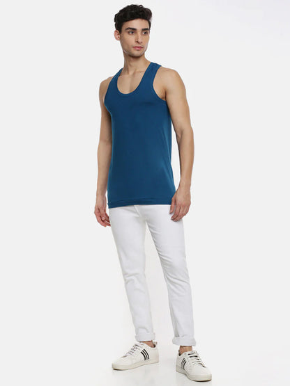 Men 100% Combed Cotton Assorted Colour Vest RN Sukra (Pack of 2)