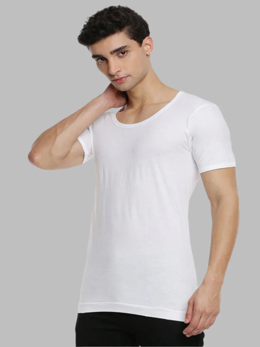 Men 100% Combed Cotton White Vest RNS Sukra (Pack of 2)