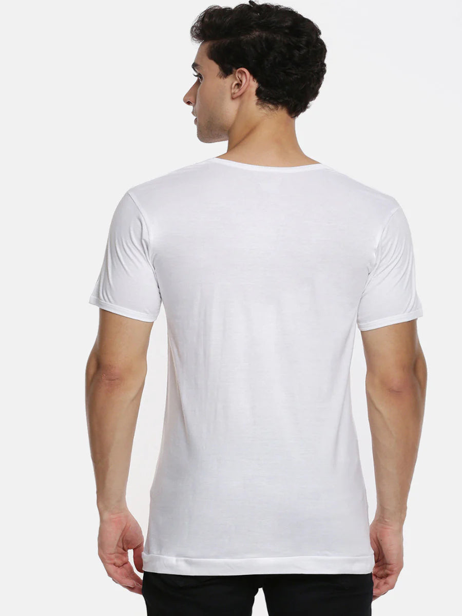 Men 100% Combed Cotton White Vest RNS Sukra (Pack of 2)