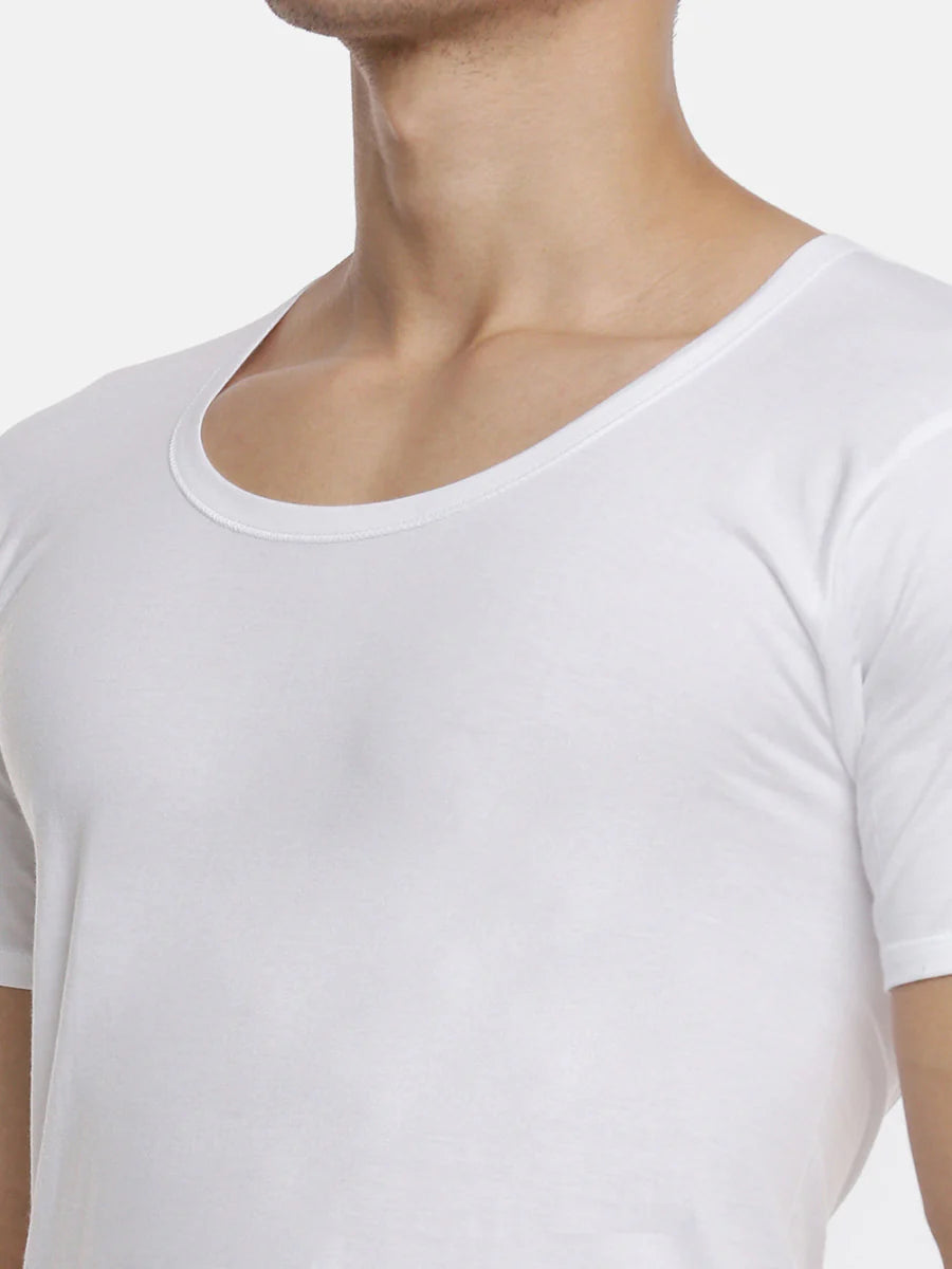 Men 100% Combed Cotton White Vest RNS Sukra (Pack of 2)