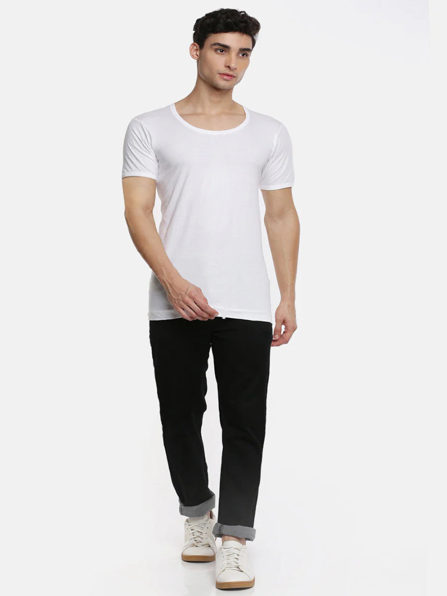 Men 100% Combed Cotton White Vest RNS Sukra (Pack of 2)